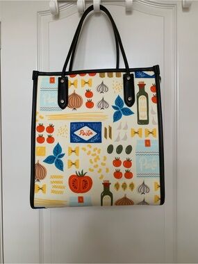 Kate Spade Mangia North South Tote Bag Italian Pasta Print EUC